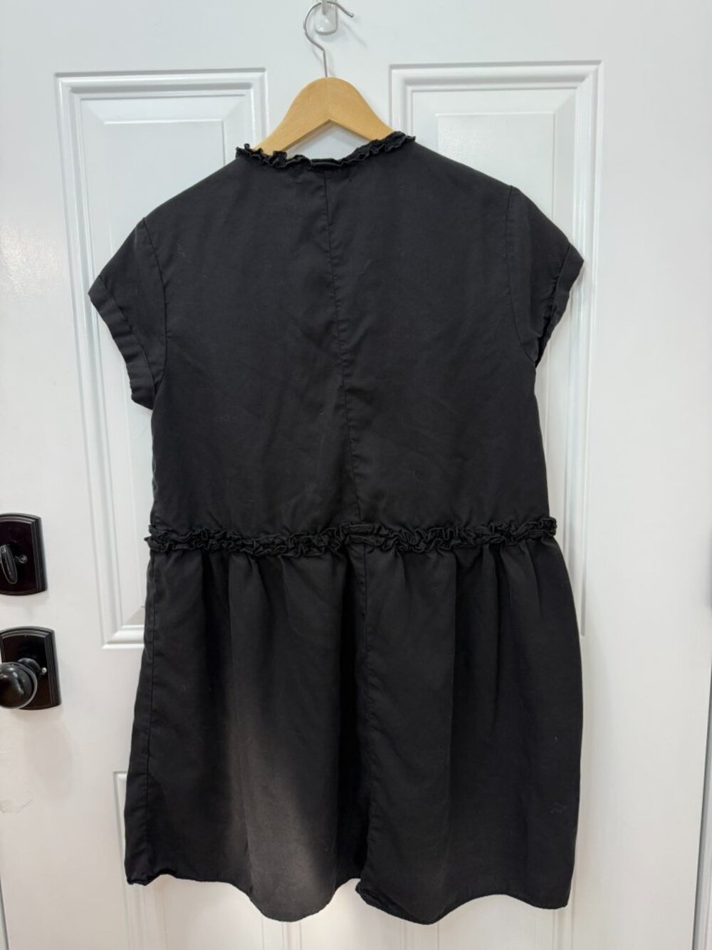Zara Basic Z1975 Black Lyocell Ruffle Babydoll Dress Size S - Picture 3 of 6